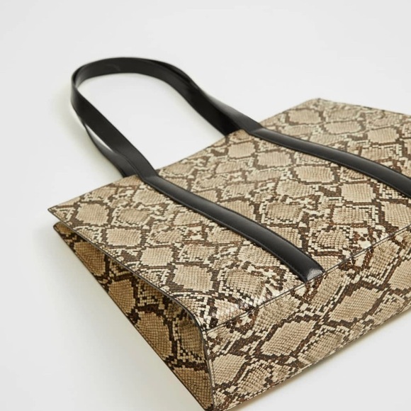 VIOLETA MANGO SNAKE-EFFECT SHOULDER BAG - BROWN (NEW WITH TAGS) - Picture 2 of 7